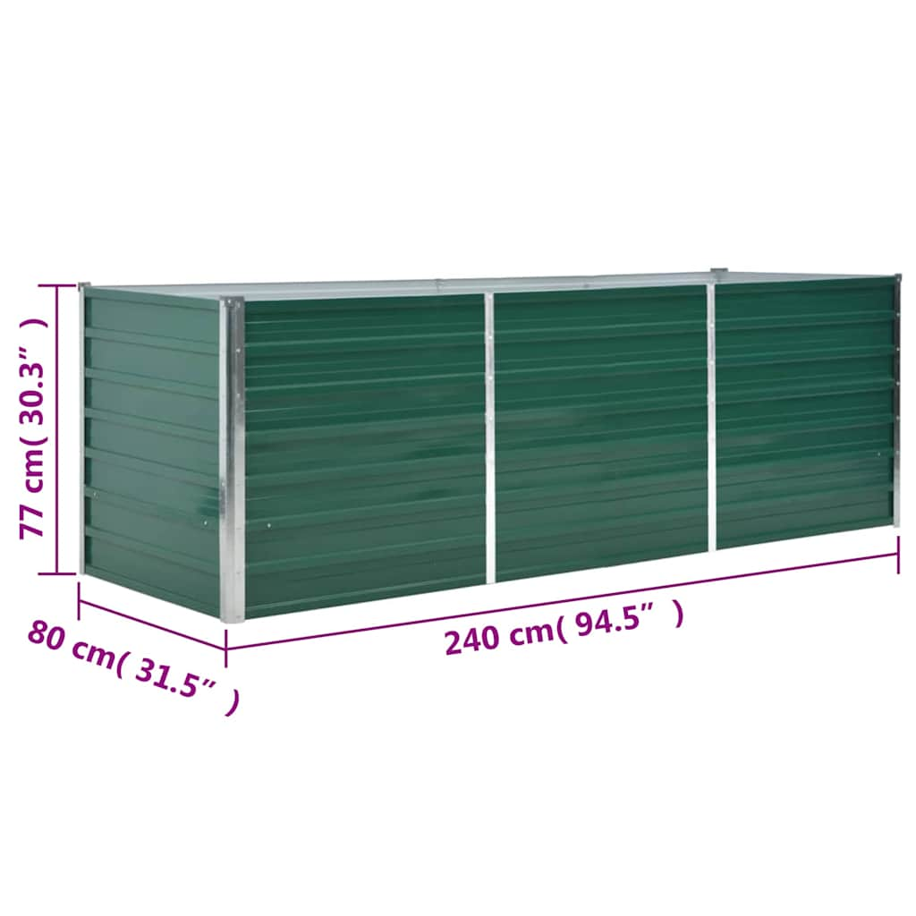 Plantenbak verhoogd 240x80x77 cm gegalvaniseerd staal groen