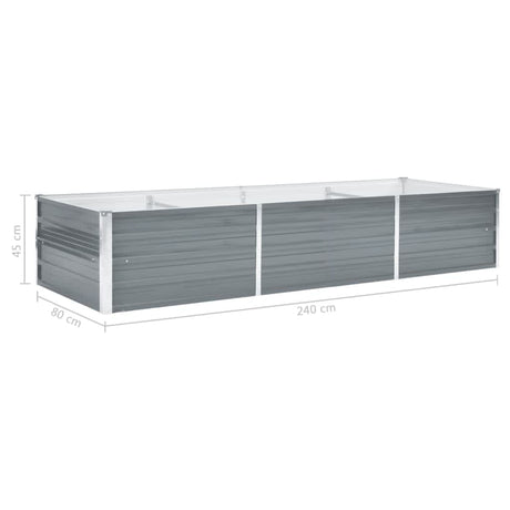 Plantenbak verhoogd 240x80x45 cm gegalvaniseerd staal grijs - AllerleiShop