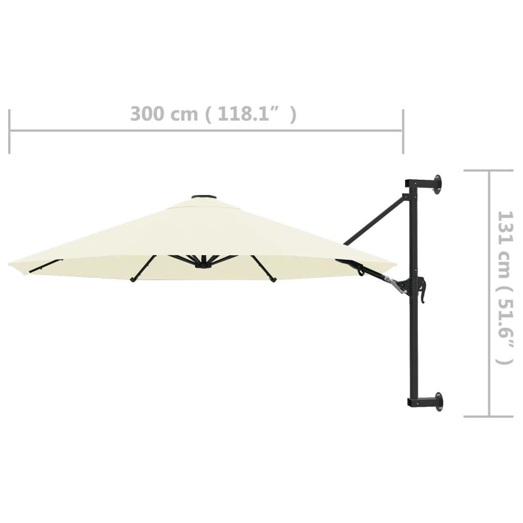 Wandparasol met metalen paal 300 cm zandkleurig - AllerleiShop