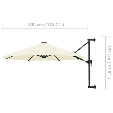 Wandparasol met metalen paal 300 cm zandkleurig - AllerleiShop