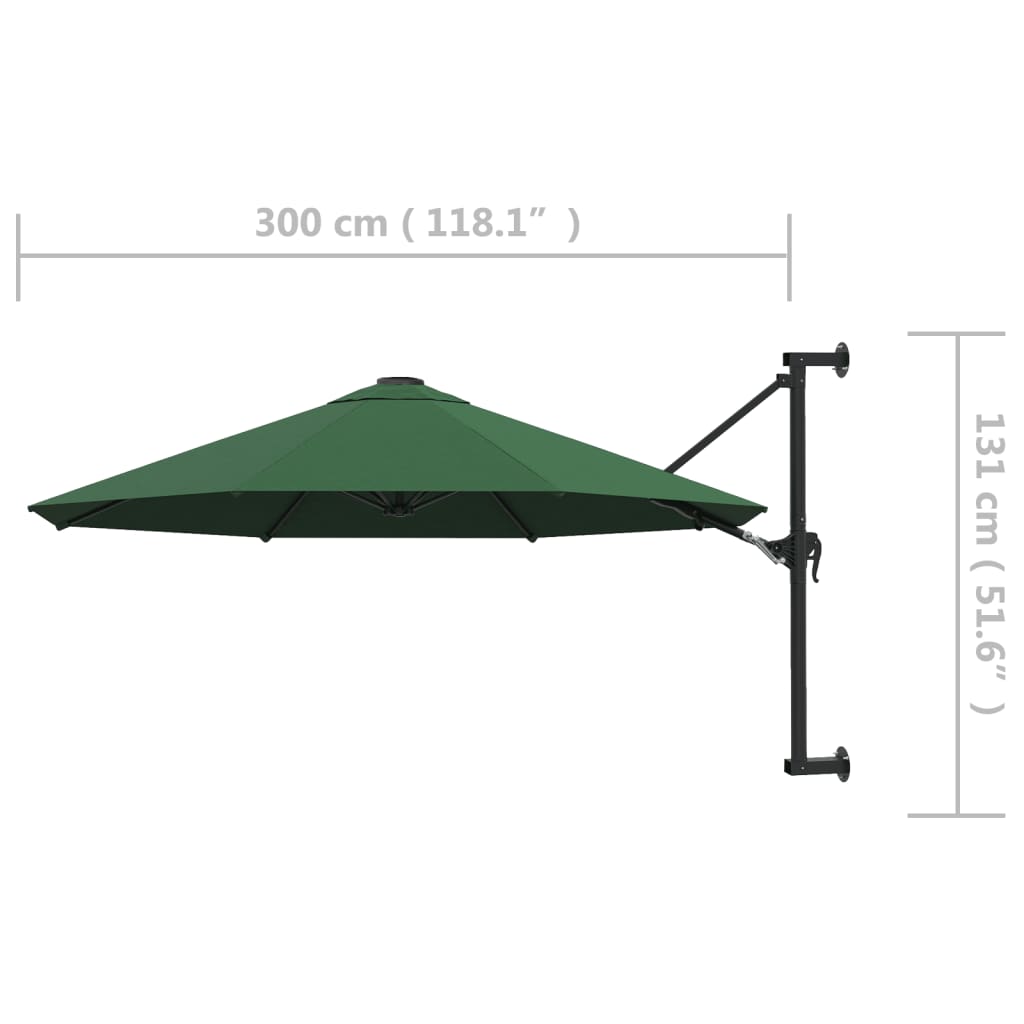 Wandparasol met metalen paal 300 cm groen - AllerleiShop