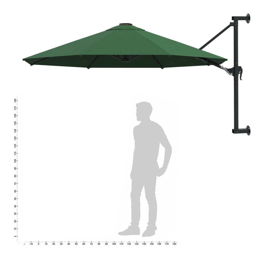 Wandparasol met metalen paal 300 cm groen - AllerleiShop