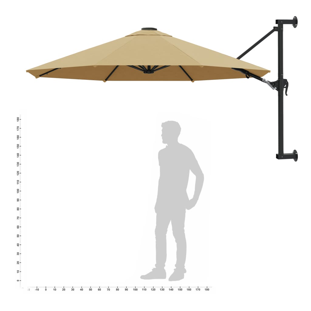 Wandparasol met metalen paal 300 cm taupe - AllerleiShop