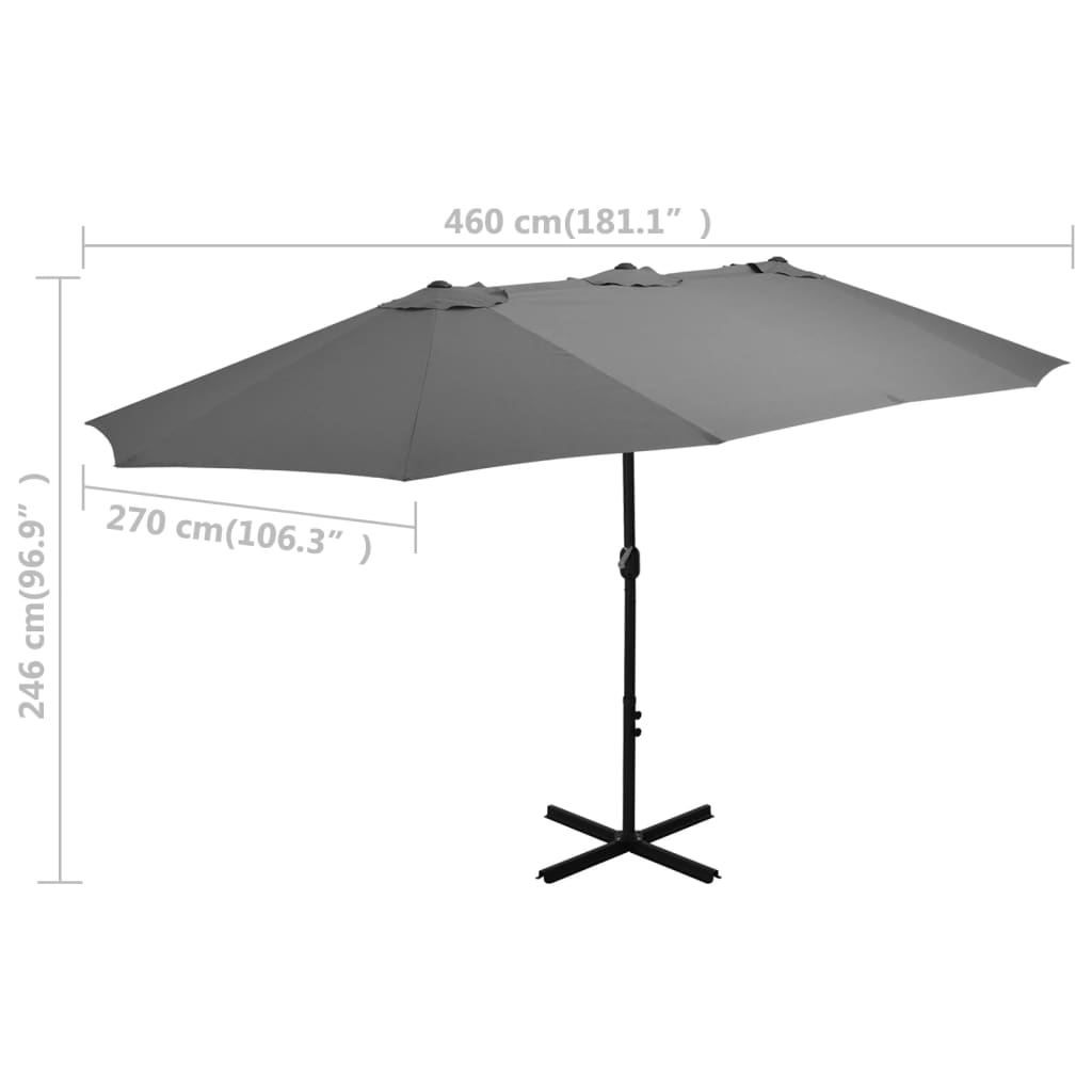 Parasol met aluminium paal 460x270 cm antraciet - AllerleiShop