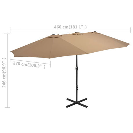 Parasol met aluminium paal 460x270 cm taupe - AllerleiShop