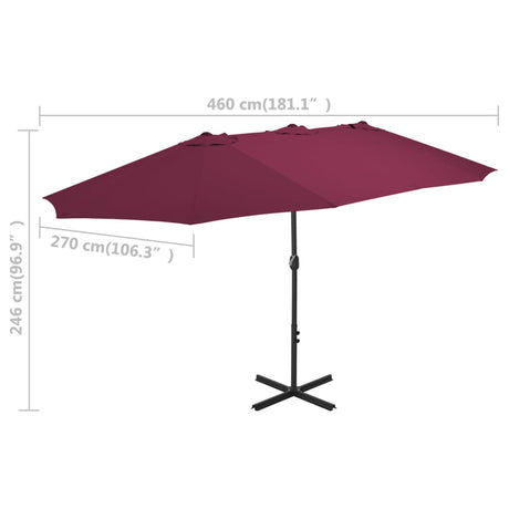 Parasol met aluminium paal 460x270 cm bordeauxrood - AllerleiShop