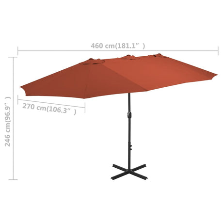 Parasol met aluminium paal 460x270 cm terracotta - AllerleiShop