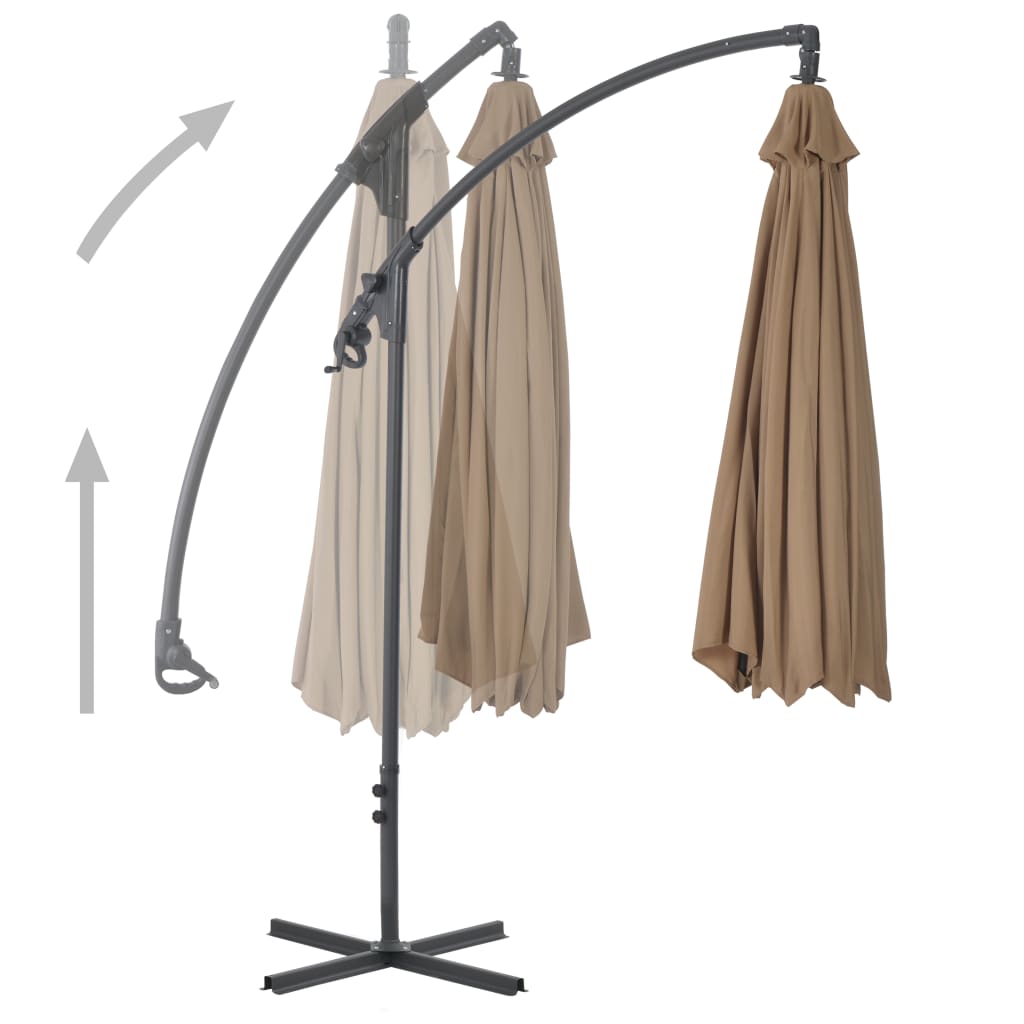 Zweefparasol met stalen paal 300 cm taupe - AllerleiShop