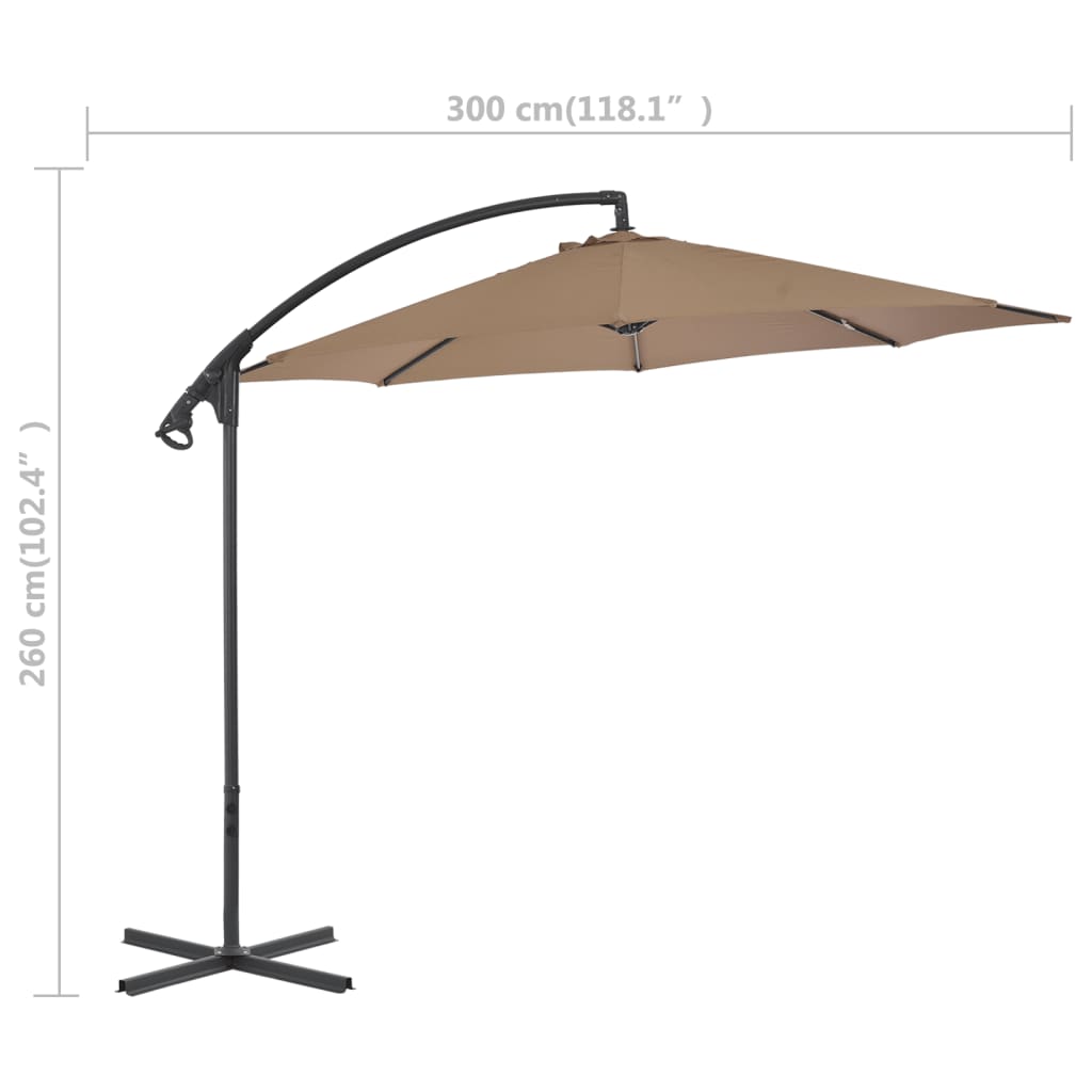 Zweefparasol met stalen paal 300 cm taupe - AllerleiShop