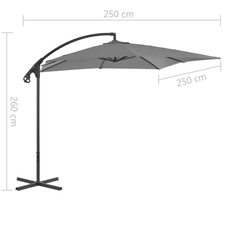 Zweefparasol met stalen paal 250x250 cm antracietkleurig - AllerleiShop