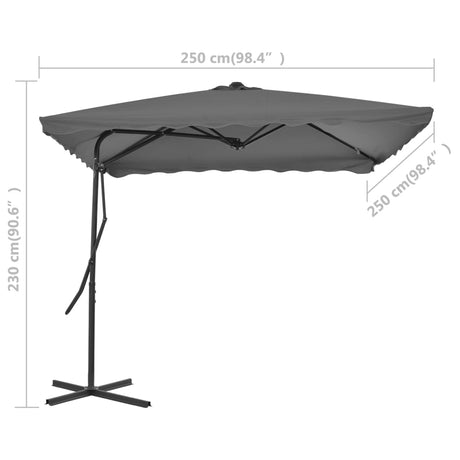 Parasol met stalen paal 250x250 cm antraciet - AllerleiShop