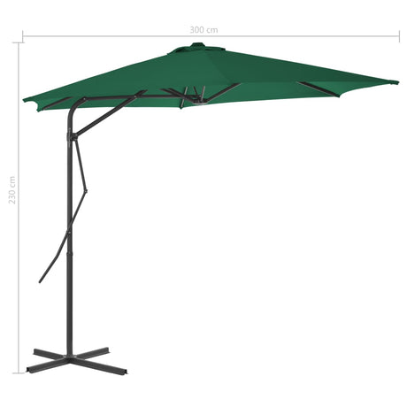 Parasol met stalen paal 300 cm groen - AllerleiShop