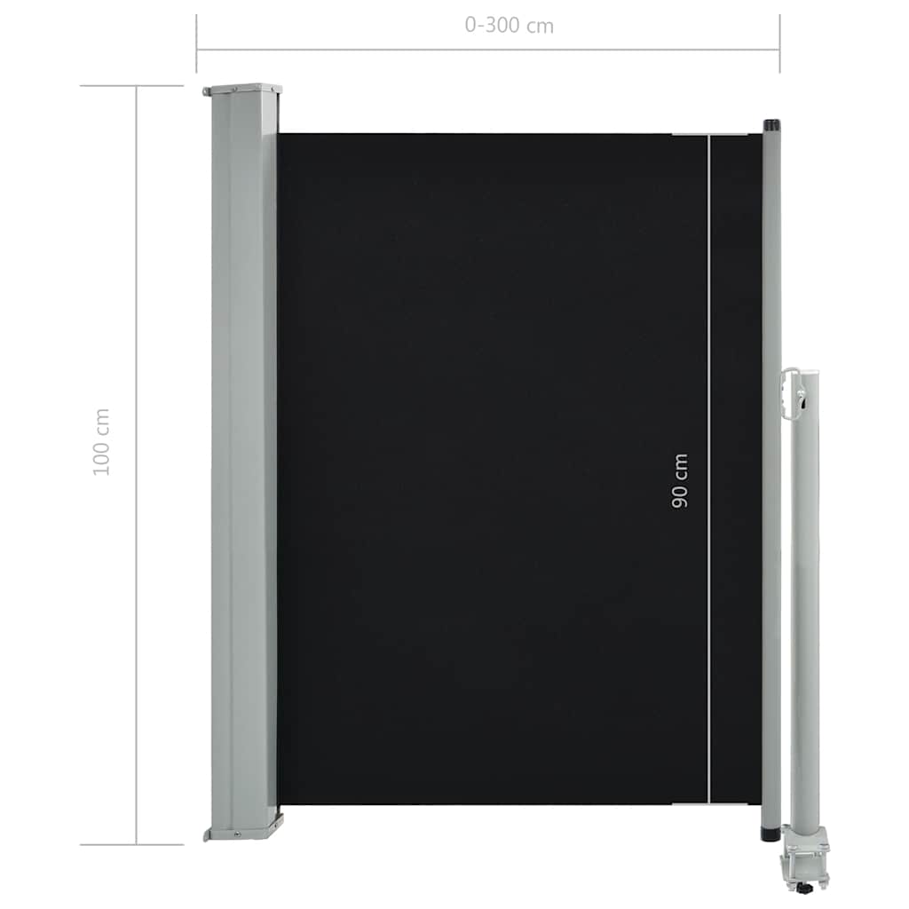 Tuinscherm uittrekbaar 100x300 cm zwart