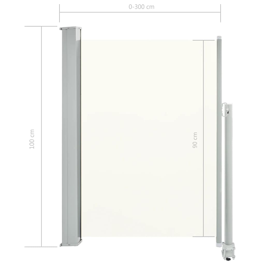 Tuinscherm uittrekbaar 100x300 cm crèmekleurig