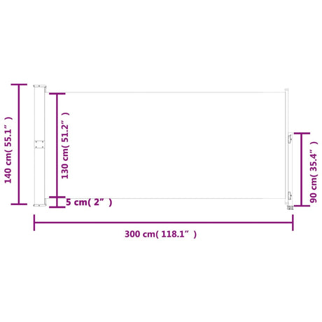 Tuinscherm uittrekbaar 140x300 cm grijs - AllerleiShop