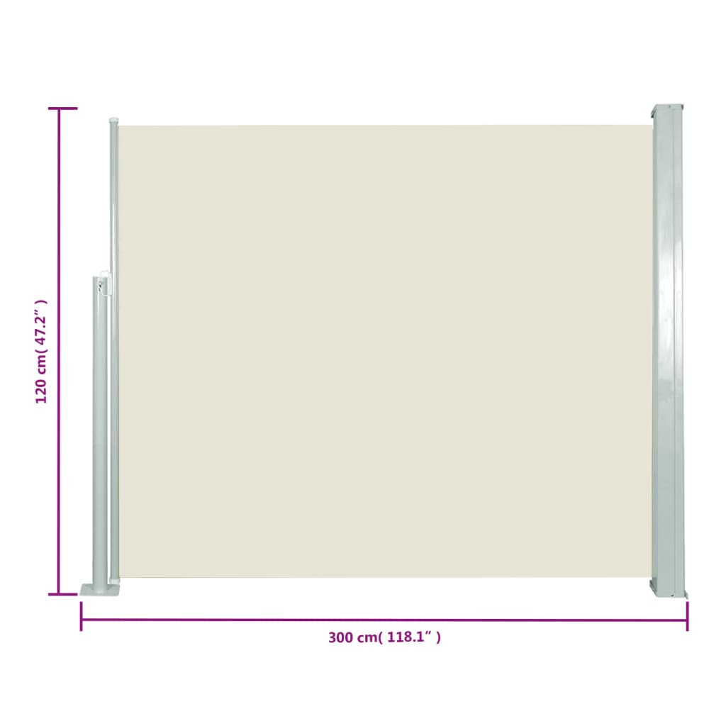 Windscherm uittrekbaar 120x300 cm crème - AllerleiShop