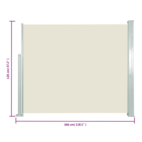 Windscherm uittrekbaar 120x300 cm crème - AllerleiShop