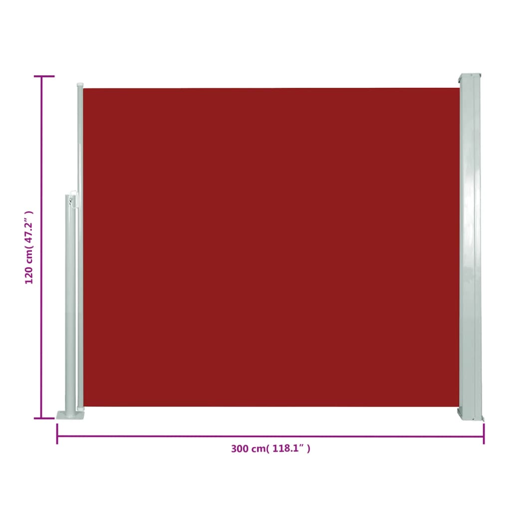 Windscherm uittrekbaar 120x300 cm rood - AllerleiShop