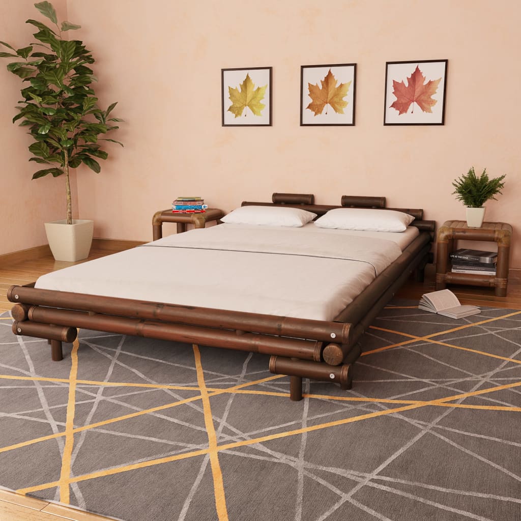 Bedframe bamboe donkerbruin 140x200 cm