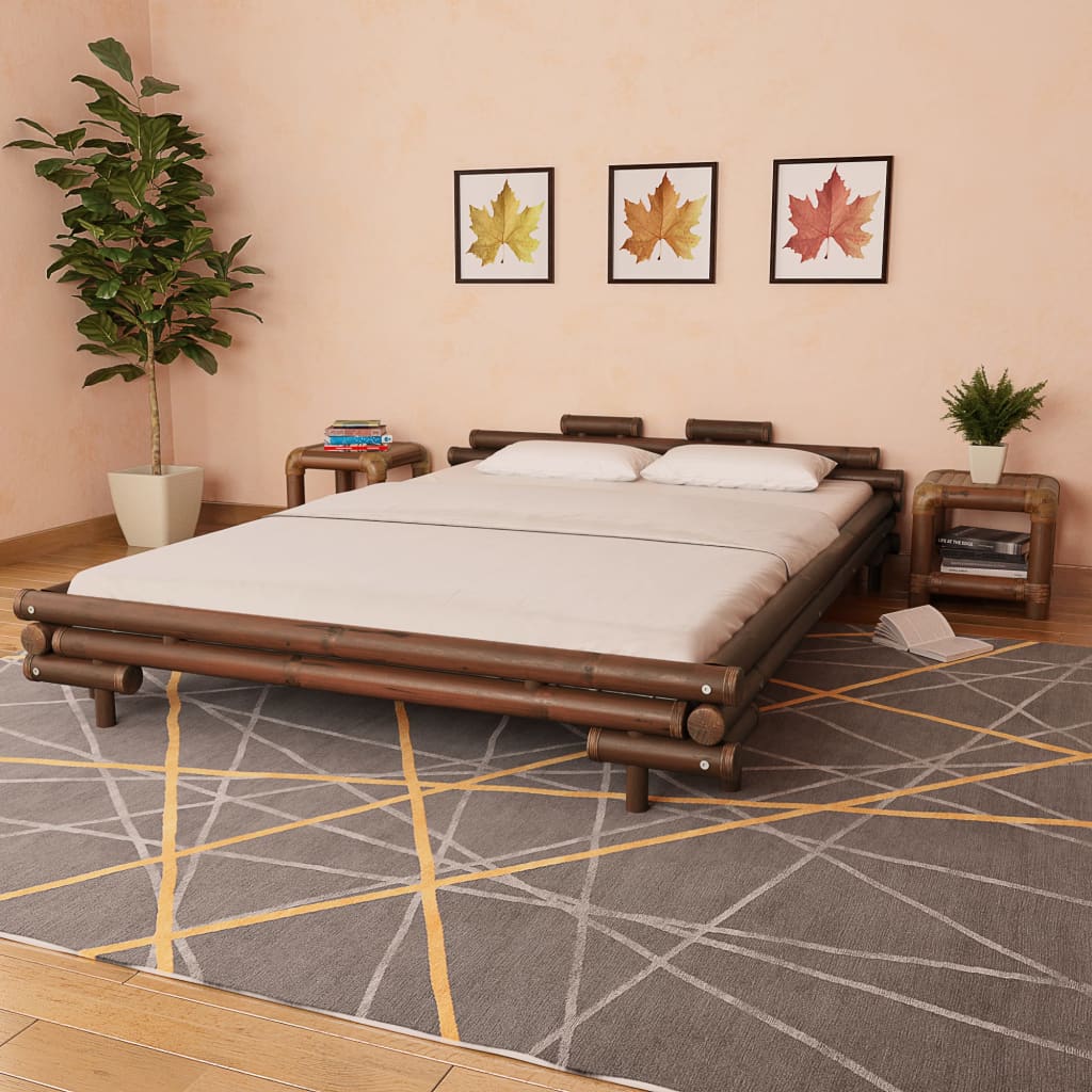 Bedframe bamboe donkerbruin 160x200 cm