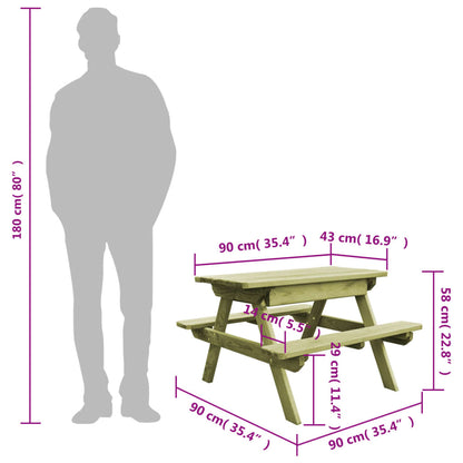 Picknicktafel met banken 90x90x58 cm geïmpregneerd grenenhout - AllerleiShop