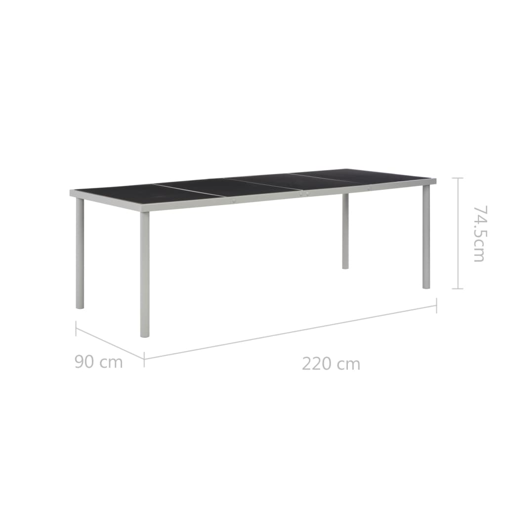 Tuintafel 220x90x74,5 cm staal zwart - AllerleiShop