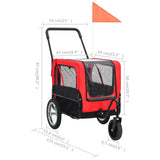 Fietstrailer en kinderwagen 2-in-1 rood en zwart