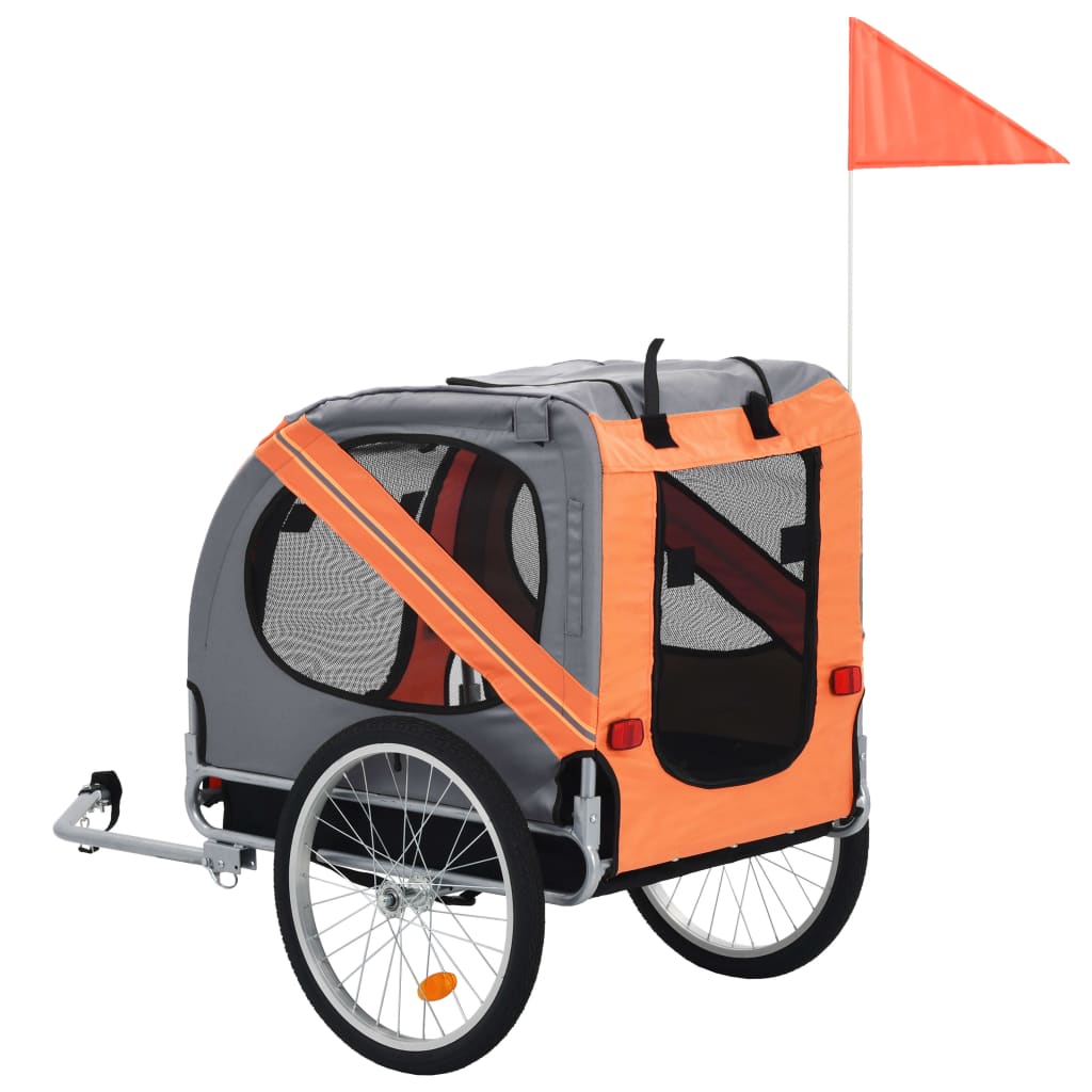 Hondenfietstrailer oranje en grijs - AllerleiShop