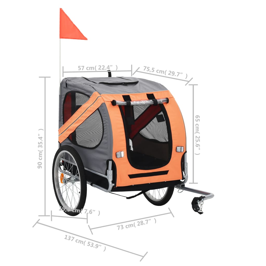 Hondenfietstrailer oranje en grijs - AllerleiShop