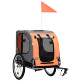 Hondenfietstrailer oranje en grijs