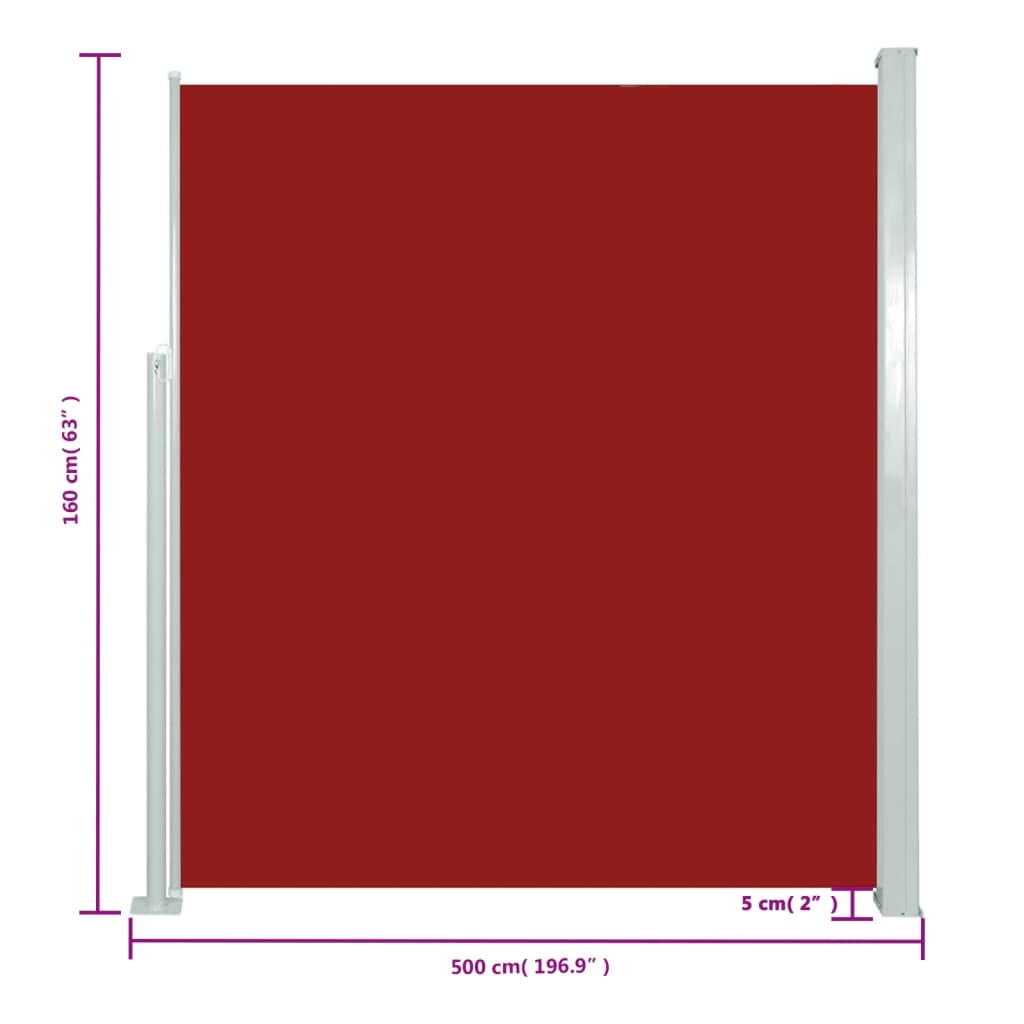 Windscherm uittrekbaar 160x500 cm rood - AllerleiShop