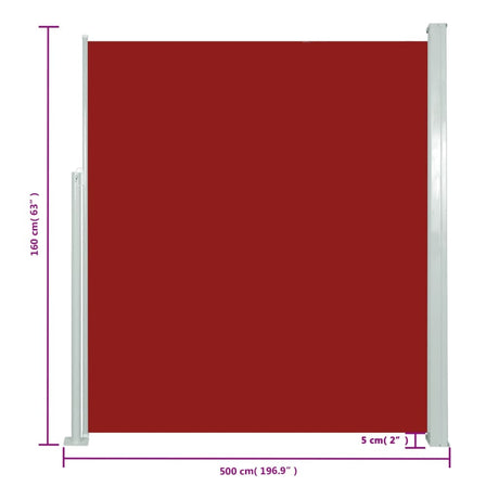 Windscherm uittrekbaar 160x500 cm rood - AllerleiShop