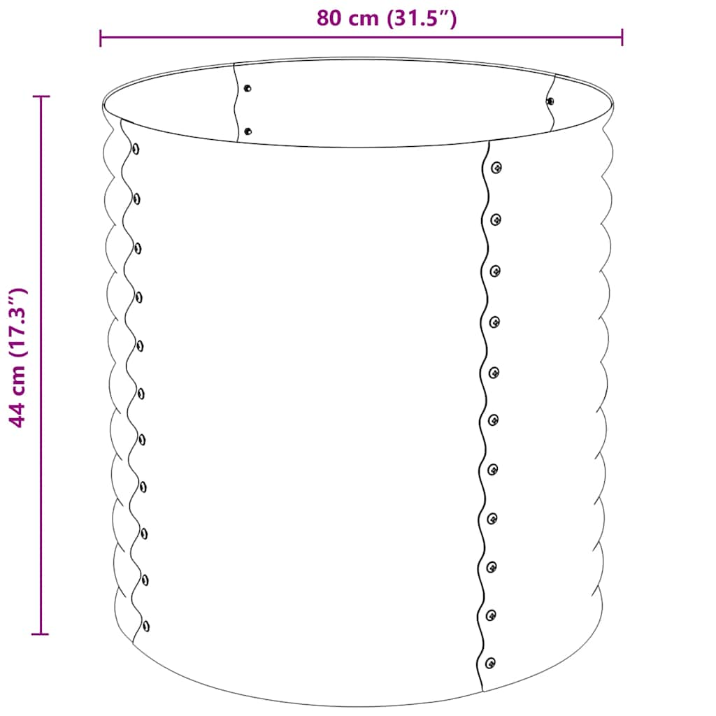 Plantenbak verhoogd 80x80x81 cm gegalvaniseerd staal zilver