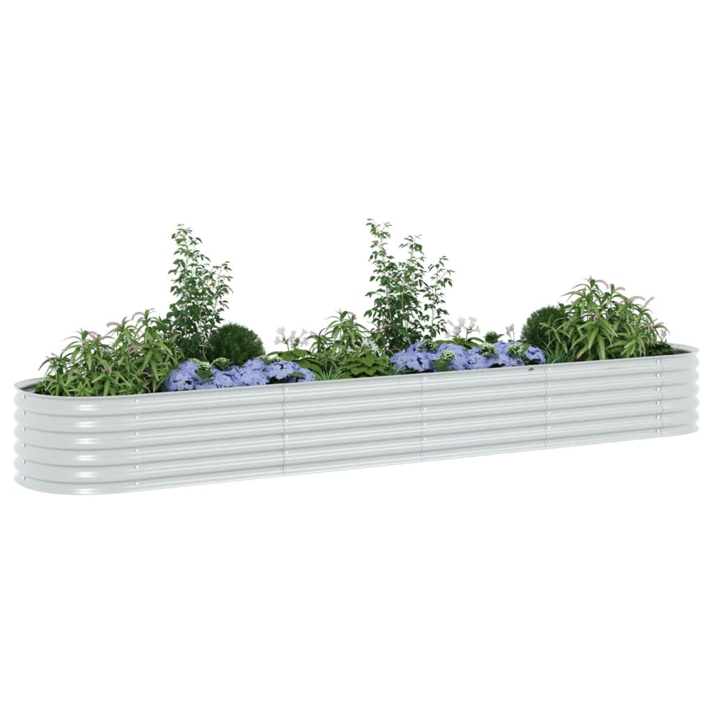 Plantenbak verhoogd 400x80x44 cm gegalvaniseerd staal zilver - AllerleiShop