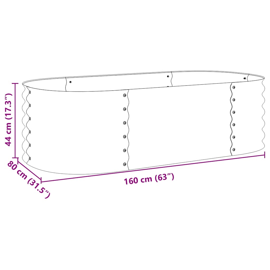 Plantenbak verhoogd 160x80x44 cm gegalvaniseerd staal zilver