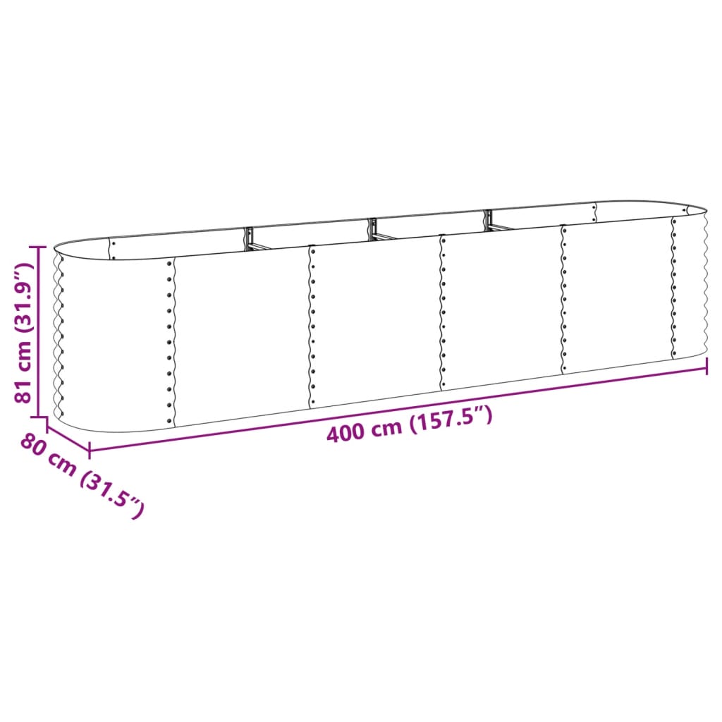 Plantenbak verhoogd 400x80x81 cm gegalvaniseerd staal grijs