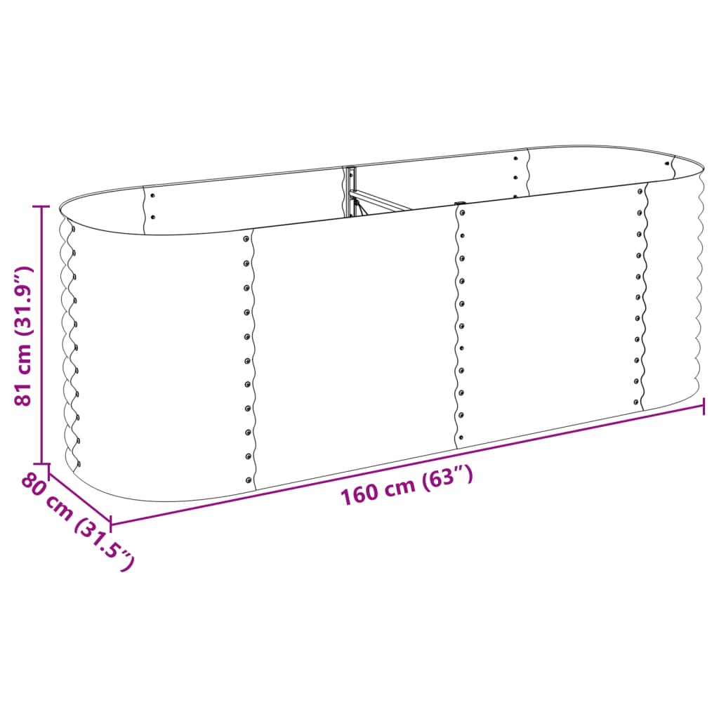 Plantenbak verhoogd 240x80x81 cm gegalvaniseerd staal grijs