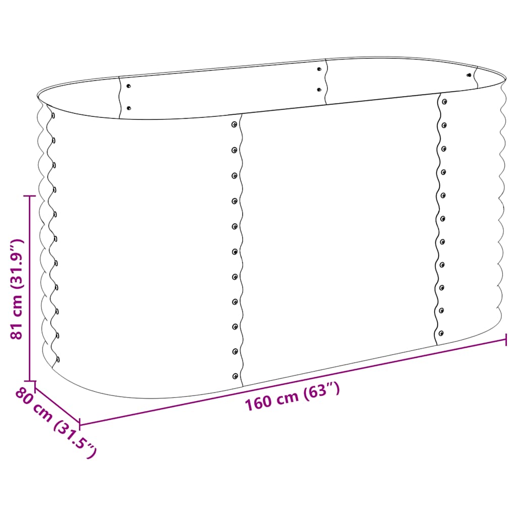 Plantenbak verhoogd 160x80x81 cm gegalvaniseerd staal grijs