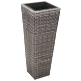 Plantenbakken verhoogd 3 st poly rattan grijs - AllerleiShop