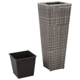 Plantenbakken verhoogd 3 st poly rattan grijs - AllerleiShop