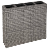 Plantenbak verhoogd met 4 potten poly rattan grijs - AllerleiShop