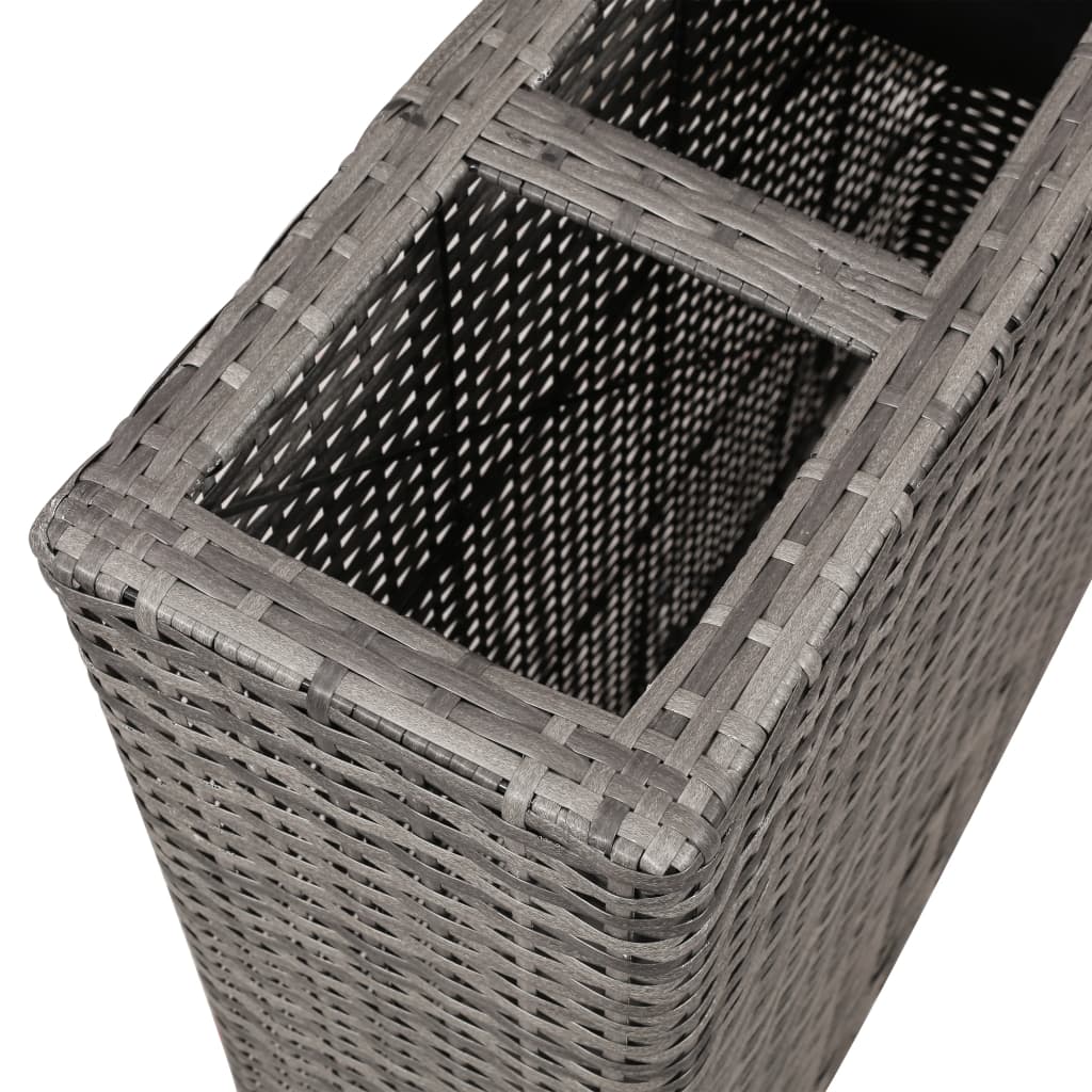 Plantenbak verhoogd met 4 potten poly rattan grijs - AllerleiShop