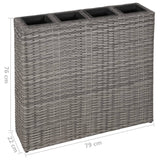 Plantenbak verhoogd met 4 potten poly rattan grijs - AllerleiShop