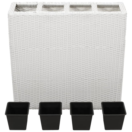 Plantenbak verhoogd met 4 potten poly rattan wit - AllerleiShop