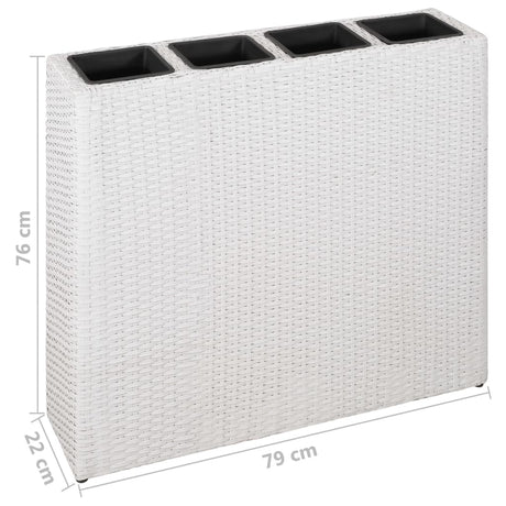 Plantenbak verhoogd met 4 potten poly rattan wit - AllerleiShop