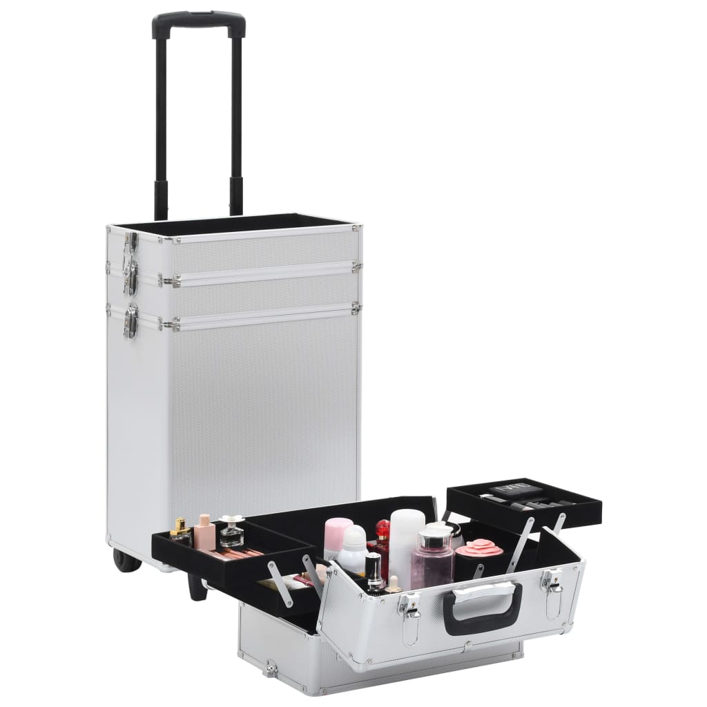 Make-up trolley aluminium zilverkleurig - AllerleiShop