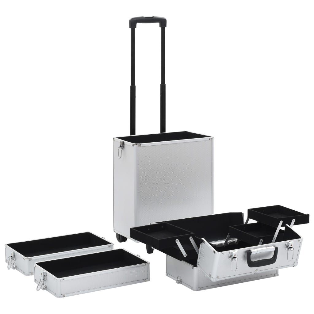 Make-up trolley aluminium zilverkleurig - AllerleiShop