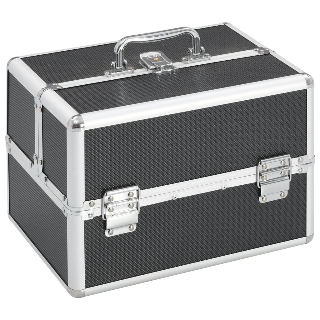 Make-up koffer 22x30x21 cm aluminium zwart - AllerleiShop