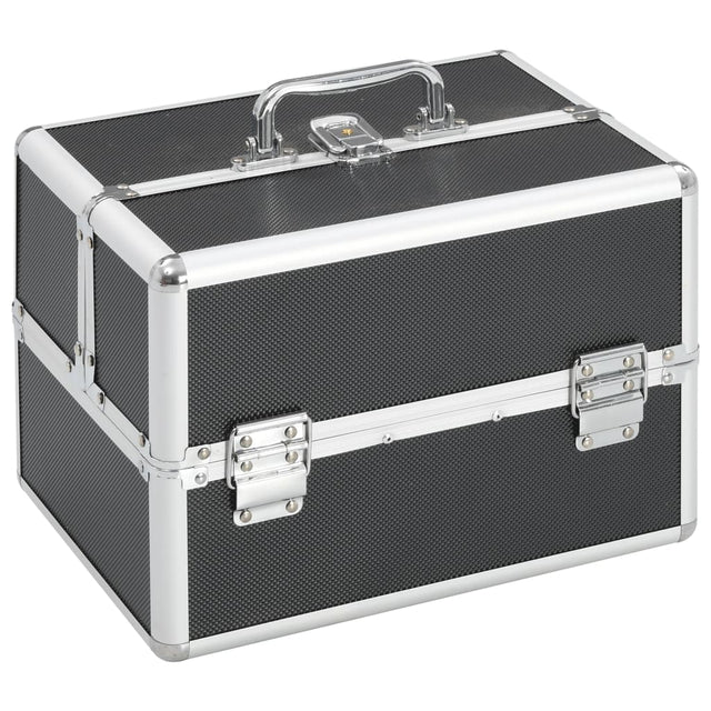 Make-up koffer 22x30x21 cm aluminium zwart - AllerleiShop