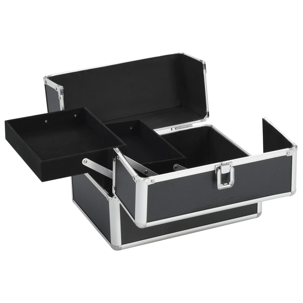Make-up koffer 22x30x21 cm aluminium zwart - AllerleiShop